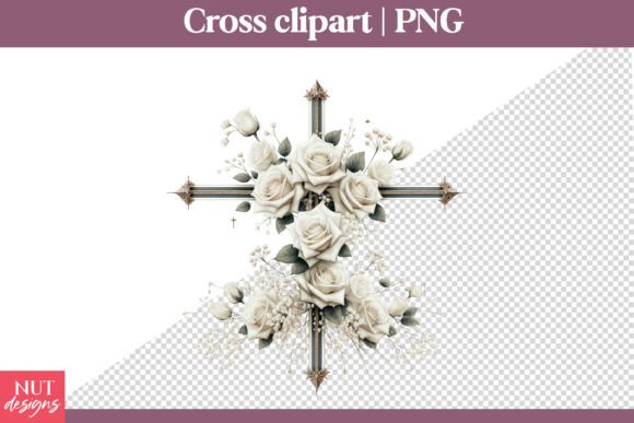 Christian Cross Clipart White Rose Illustrations
