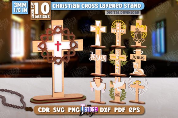 Christian Cross with Stand Laser Cut Set