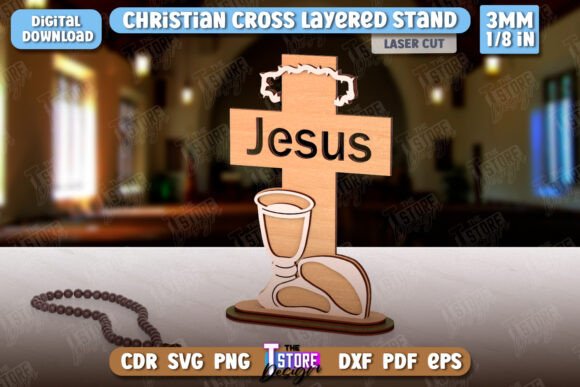 Christian Cross with Stand Laser Cut Stands