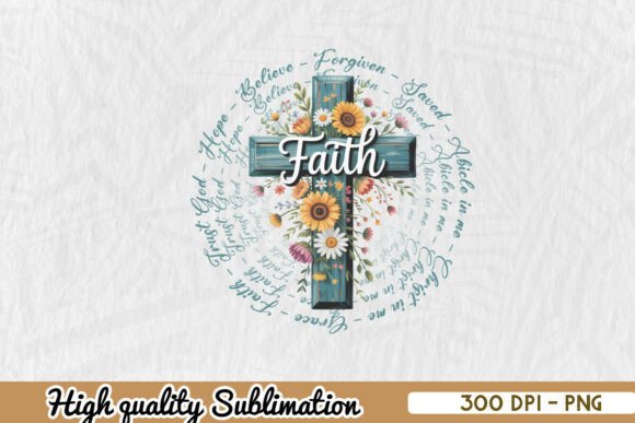 Faith Cross Christian Sublimation PNG