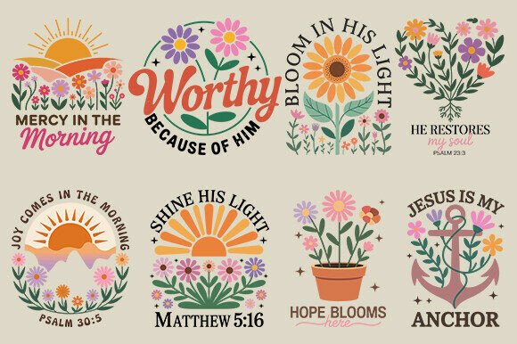 Floral Christian PNG Bundle: Illustrations for Local Branding