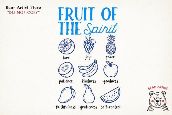 Fruit of the Spirit Bible Christian PNG Illustrations