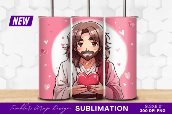 Jesus Christ Holding Heart Valentine Tumbler Wraps