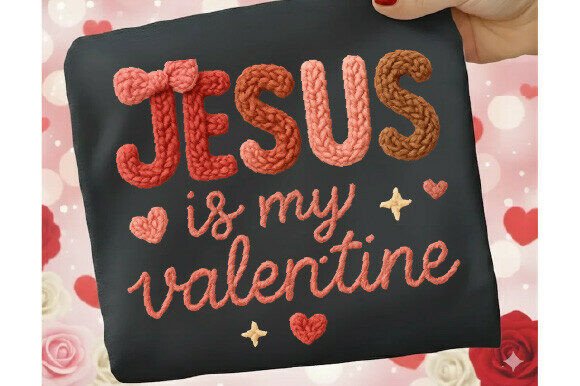 Jesus is My Valentine Crochet Yarn PNG Illustrations