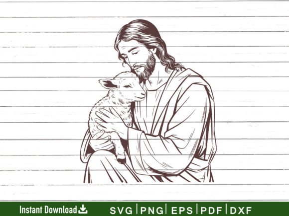 Jesus with Lamb SVG for Crafts