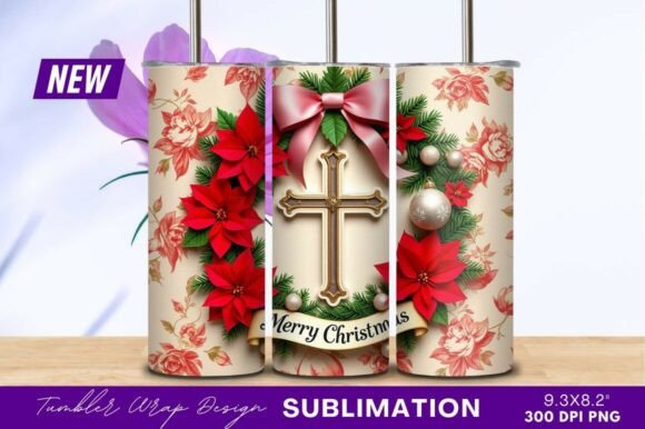 Merry Christmas Cross Tumbler Wraps