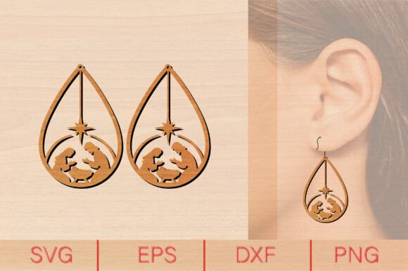 Nativity Christian Wood Earrings SVG for Crafts