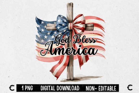 Retro God Bless the USA Illustrations