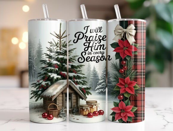 Rustic Christian Christmas Tumbler Wraps